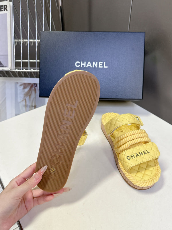 CC 25 Sandals Yellow Rope and Sheepskin 473364