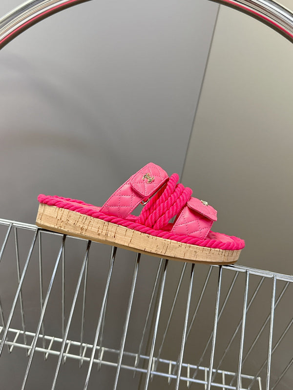 CC 25 Sandals Pink Rope and Sheepskin 473363