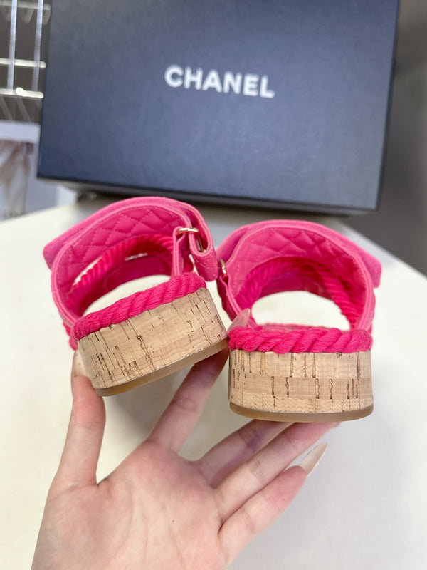 CC 25 Sandals Pink Rope and Sheepskin 473363