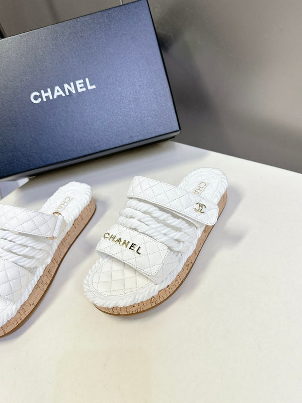 CC 25 Sandals White Rope and Sheepskin 473362