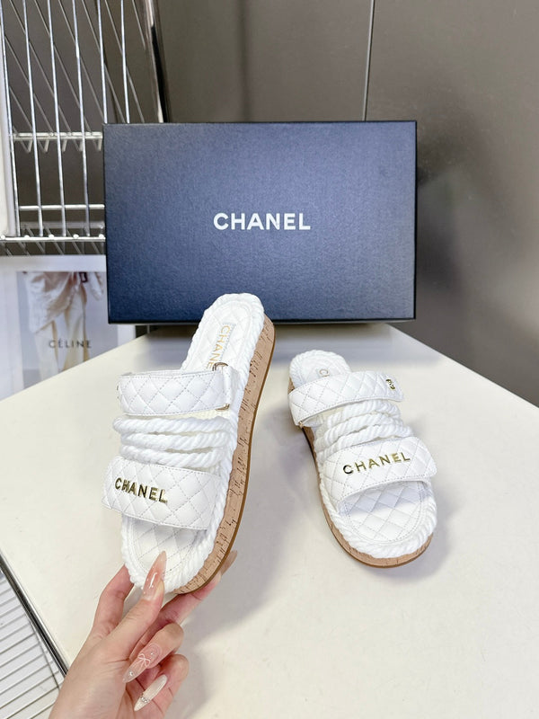 CC 25 Sandals White Rope and Sheepskin 473362