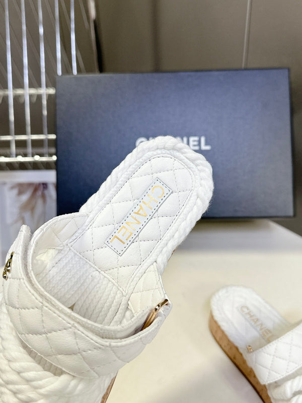 CC 25 Sandals White Rope and Sheepskin 473362