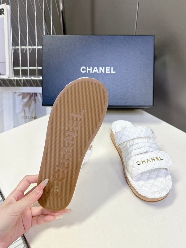 CC 25 Sandals White Rope and Sheepskin 473362