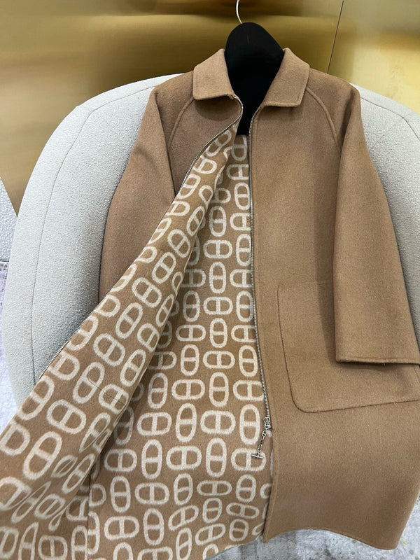 HM 25 Classic Pig-Nose Floral Coat Brown Cashmere 305176