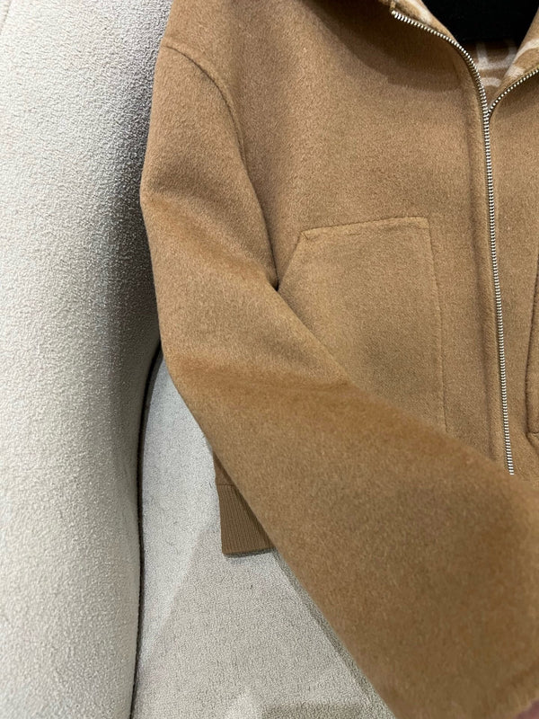 HM 25 Classic Pig Nose Monogram Hooded Coat Brown Cashmere 305170