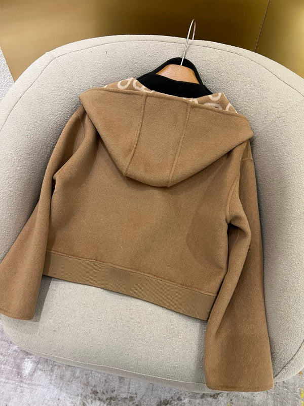 HM 25 Classic Pig Nose Monogram Hooded Coat Brown Cashmere 305170