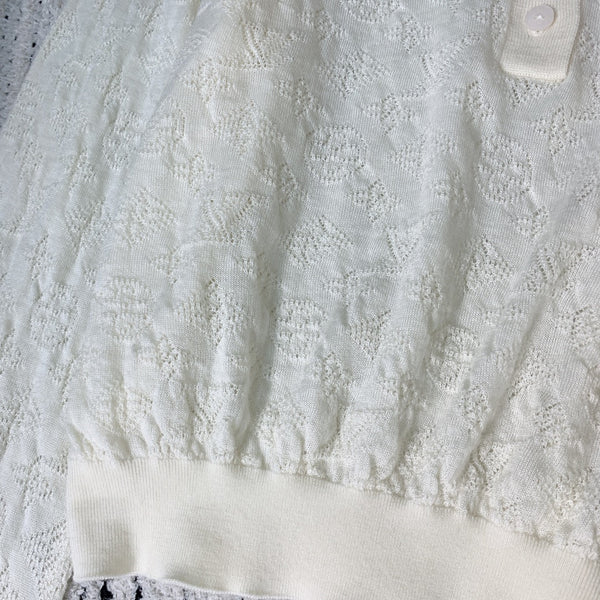 LV 25 Top in jacquard con ritaglio in lana di pecora bianca 305585