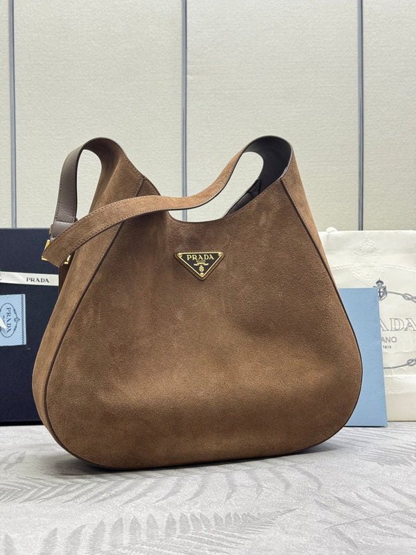 Pra Cleo 1BC181 Nubuck Bag 40cm Brown Suede 267549