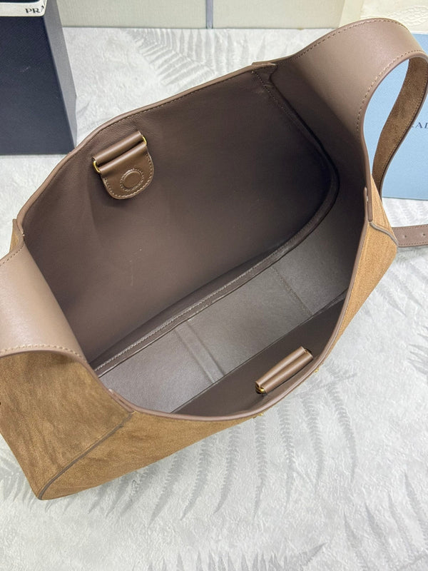 Pra Cleo 1BC181 Nubuck Bag 40cm Brown Suede 267549