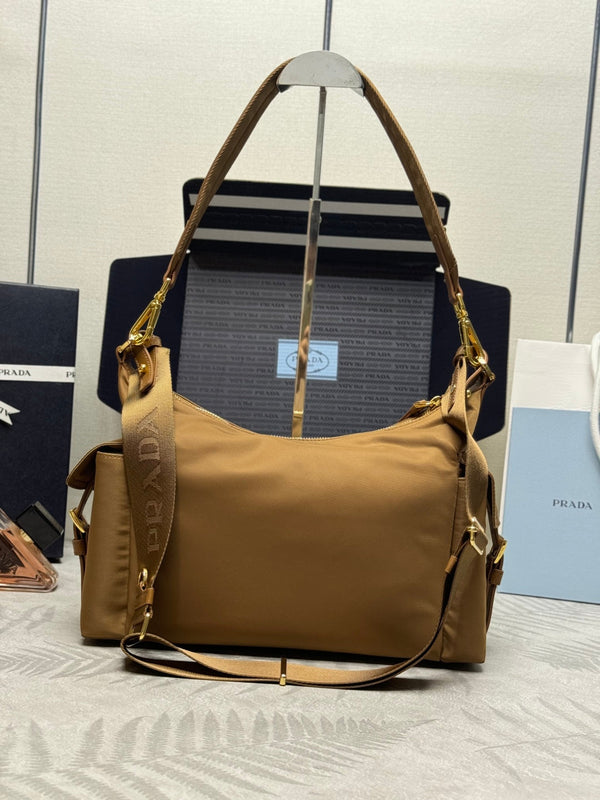 Pra Explorer Bag 32cm Brown Nylon and Calfskin 267412