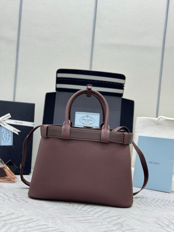 Pra Double Shopping Bag 32cm Brown Date Cowhide 267276