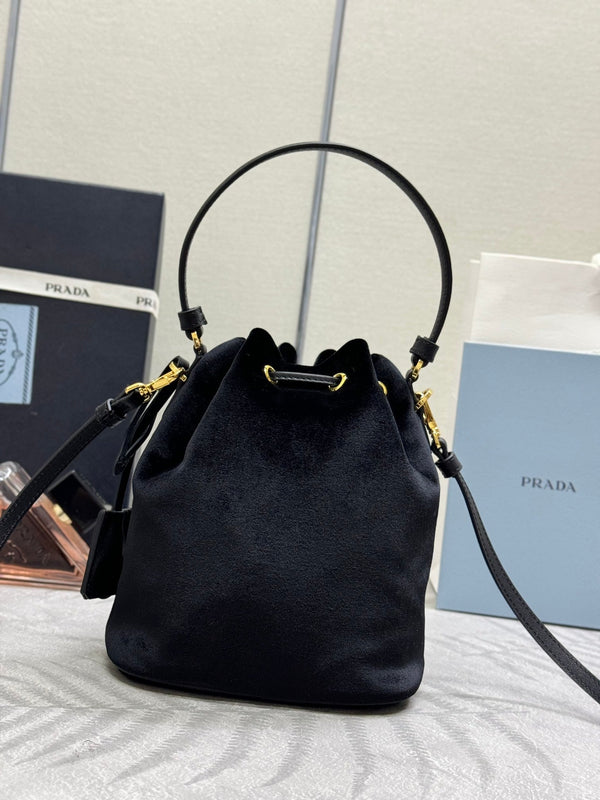 Pra Velvet Bucket Bag Black 267178