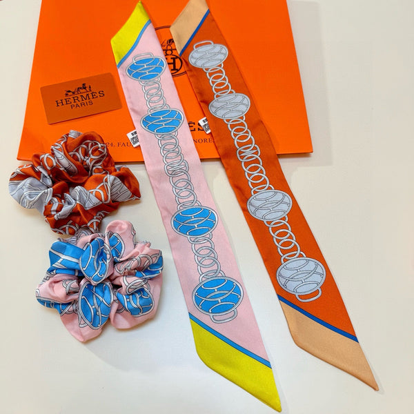 HM Twilly Small Silk Scarf and Detachable Hairband 825646