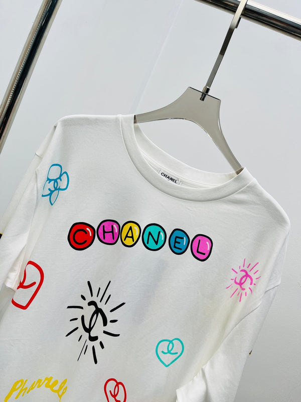 CC 25 Graffiti Print Long-Sleeve Loose Fit Cotton