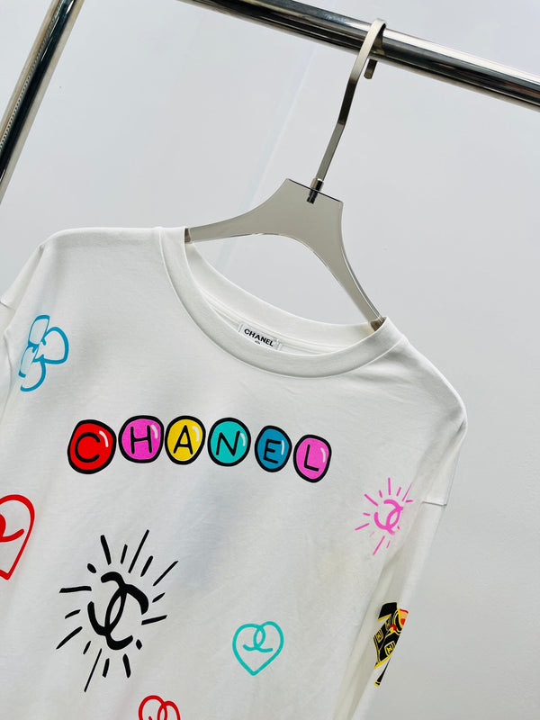 CC 25 Graffiti Print Long-Sleeve Loose Fit Cotton