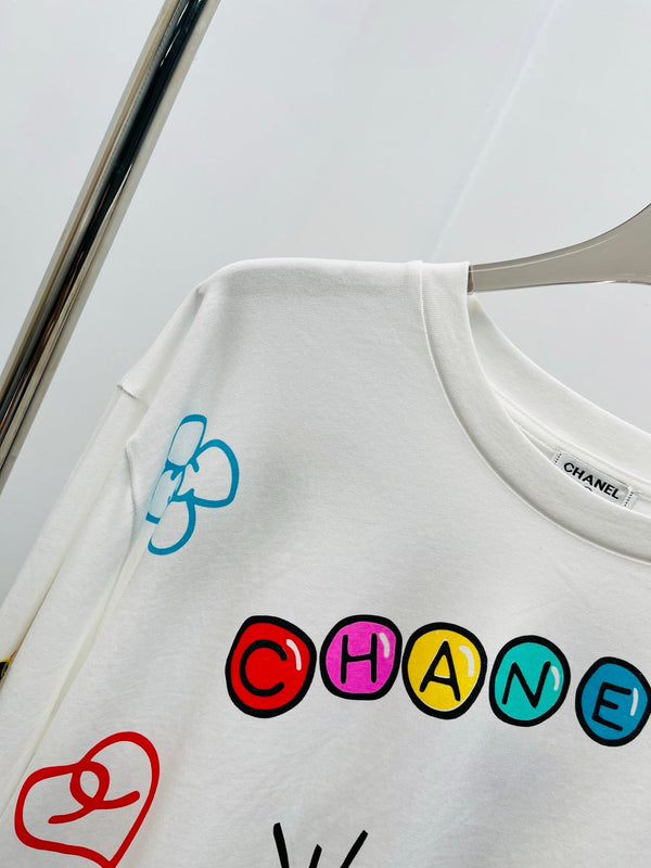 CC 25 Graffiti Print Long-Sleeve Loose Fit Cotton