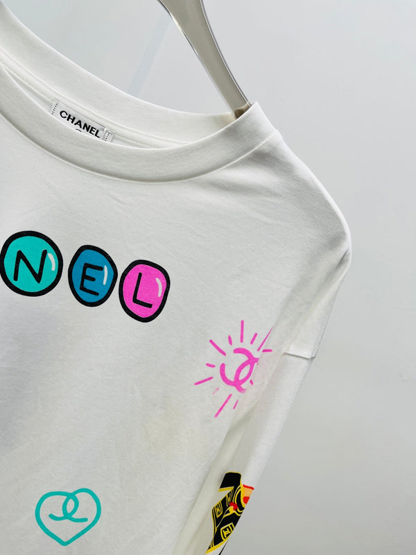 CC 25 Graffiti Print Long-Sleeve Loose Fit Cotton