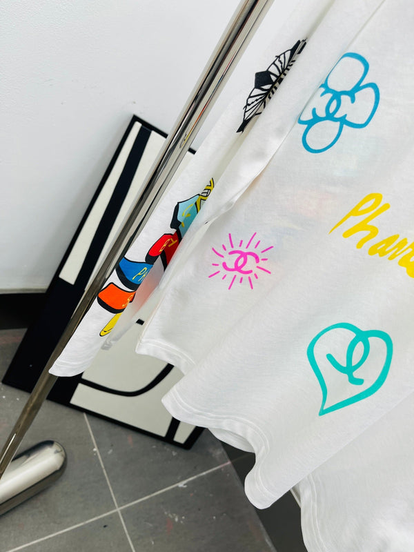 CC 25 Graffiti Print Long-Sleeve Loose Fit Cotton