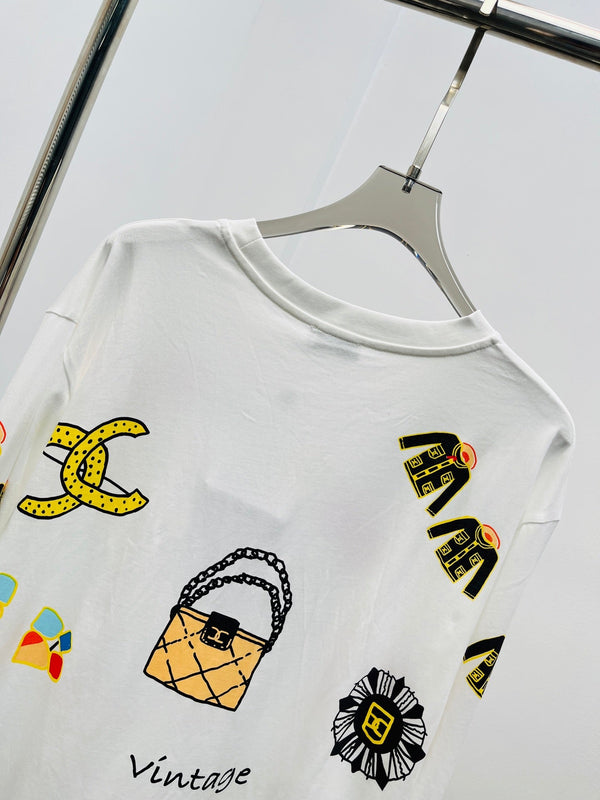 CC 25 Graffiti Print Long-Sleeve Loose Fit Cotton