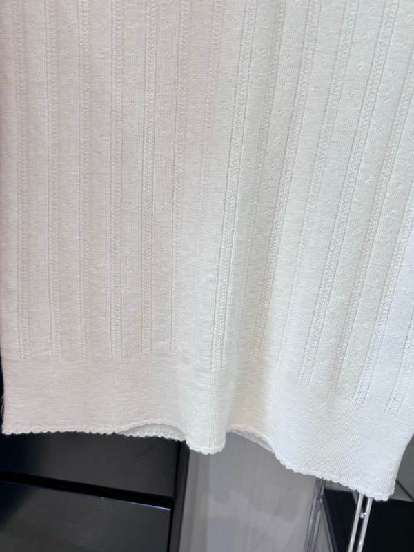 Miumiu Short-Sleeve Polo Shirt White Cashmere