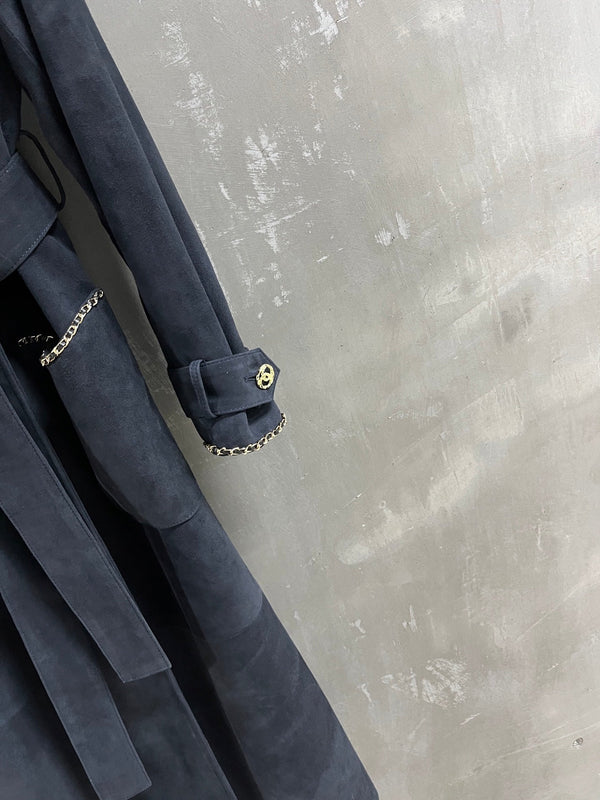 CC 25 Chain Trench Coat Blend Black Cashmere