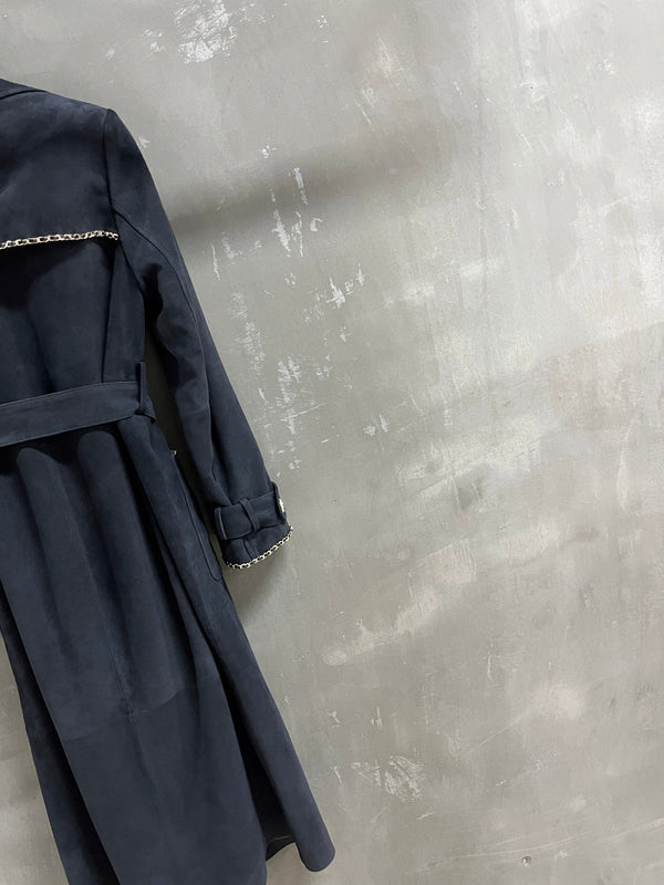 CC 25 Chain Trench Coat Blend Black Cashmere