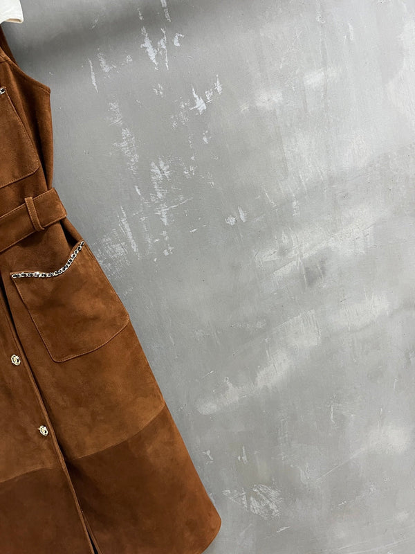 CC 25 Chain Trench Vest Coat Blend Tan Cashmere