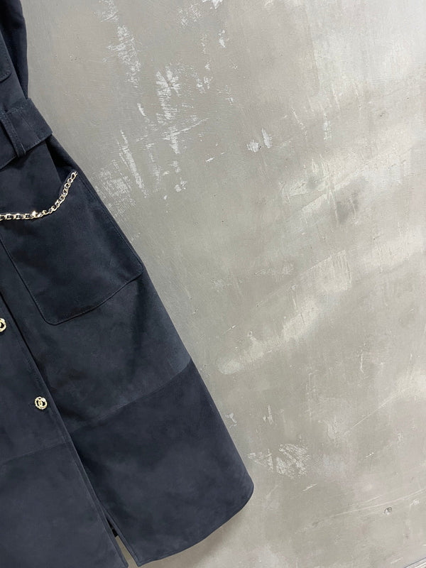 CC 25 Chain Trench Vest Coat Blend Black Cashmere