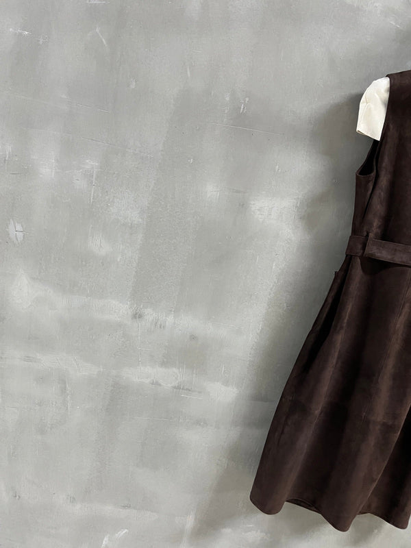 CC 25 Chain Trench Vest Coat Blend Chocolate Brown Cashmere