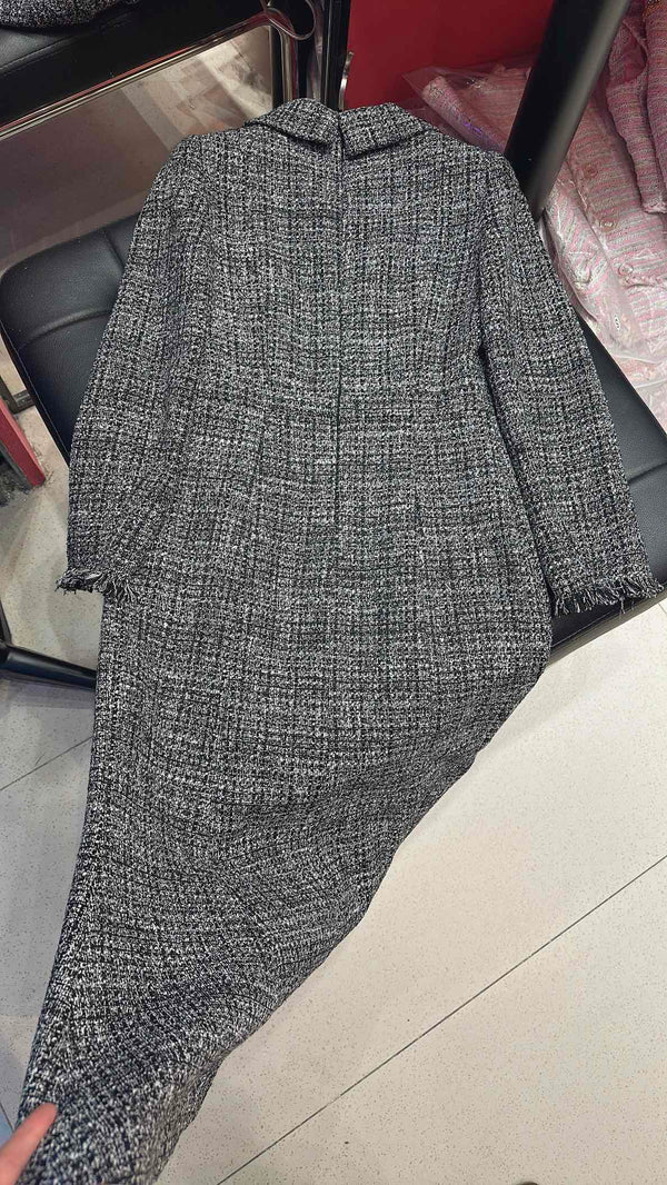 CC 110cm Long Dress Gray Tweed
