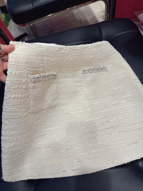 CC Hand-Made Beaded Set White Cotton