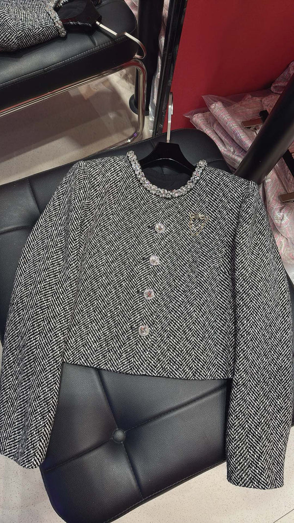 CC Hand-Made Beaded Set Gray Cotton