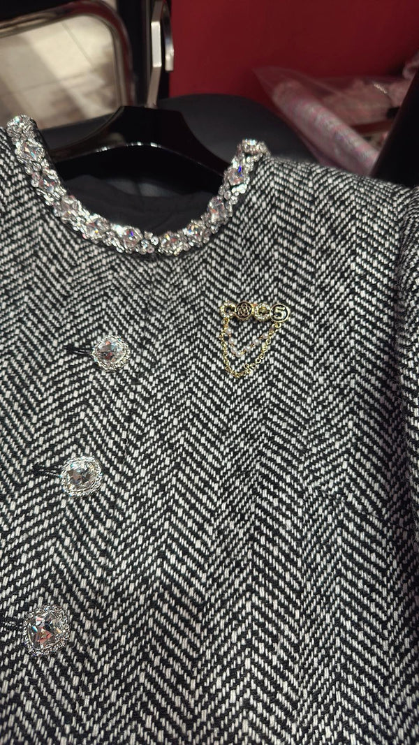 CC Hand-Made Beaded Set Gray Cotton