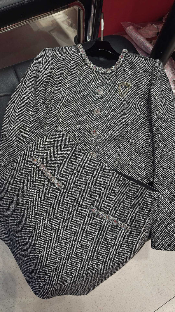 CC Hand-Made Beaded Set Gray Cotton