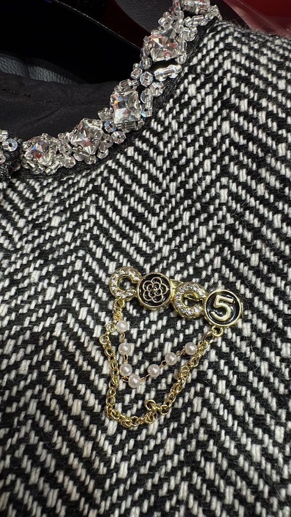 CC Hand-Made Beaded Set Gray Cotton