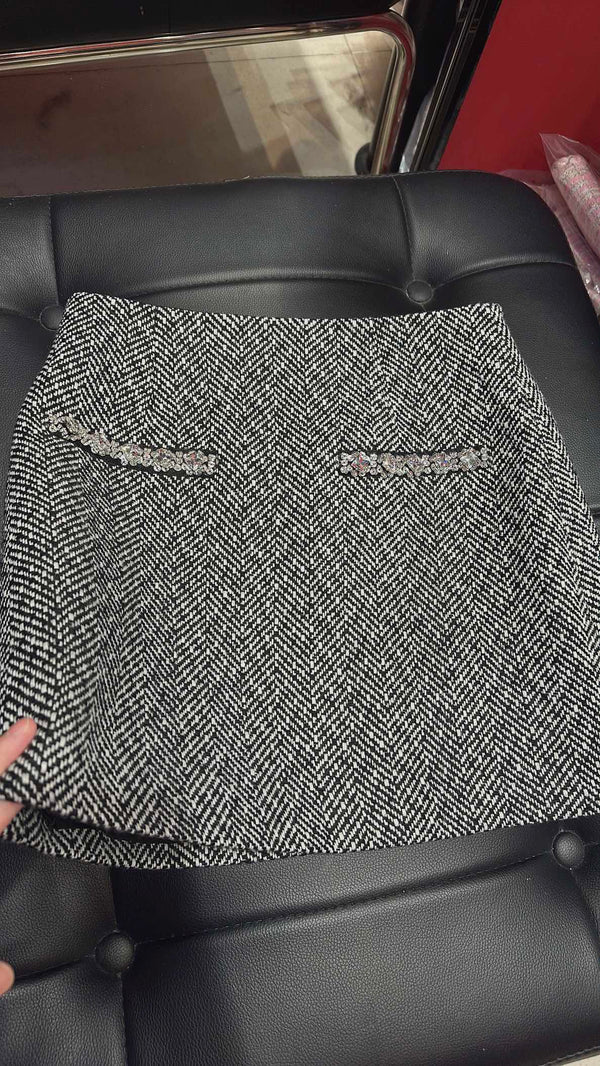 CC Hand-Made Beaded Set Gray Cotton