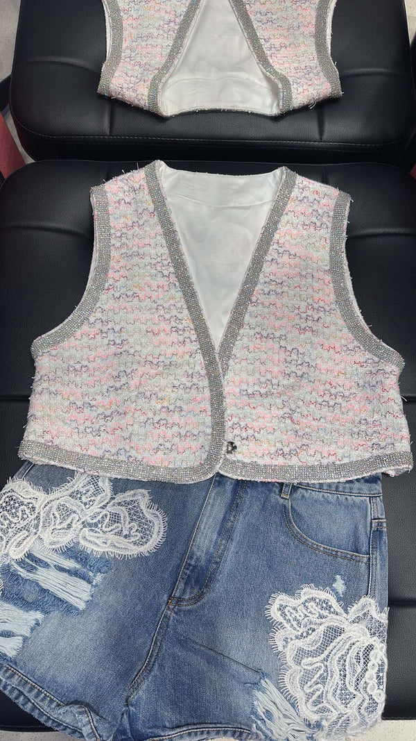 CC 25 Short Thin Vest Pink Polyester