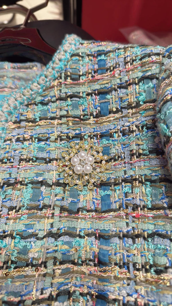 CC 25 Gold Yarn Woven Woolen Blue Coat