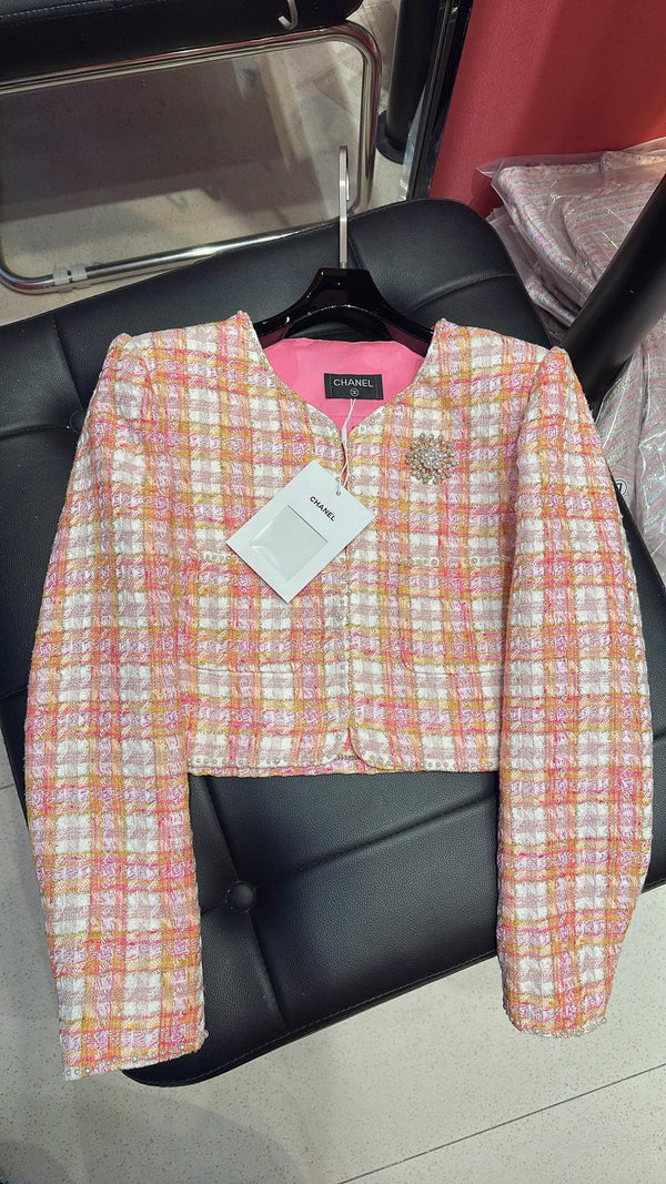CC 25 Short Jacket Stripped Pink Yellow Cotton Coat