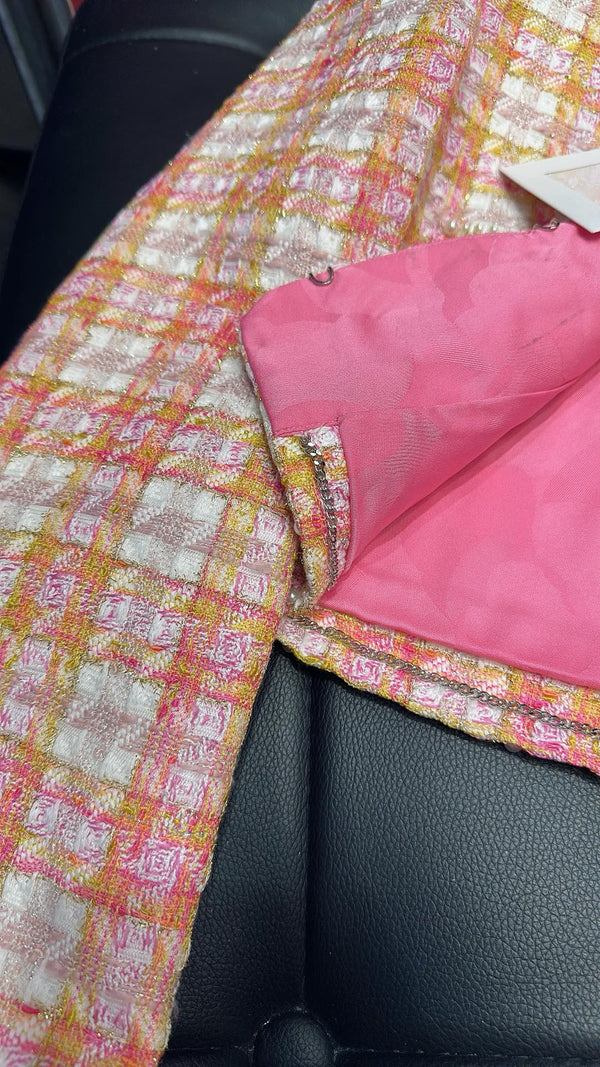 CC 25 Short Jacket Stripped Pink Yellow Cotton Coat