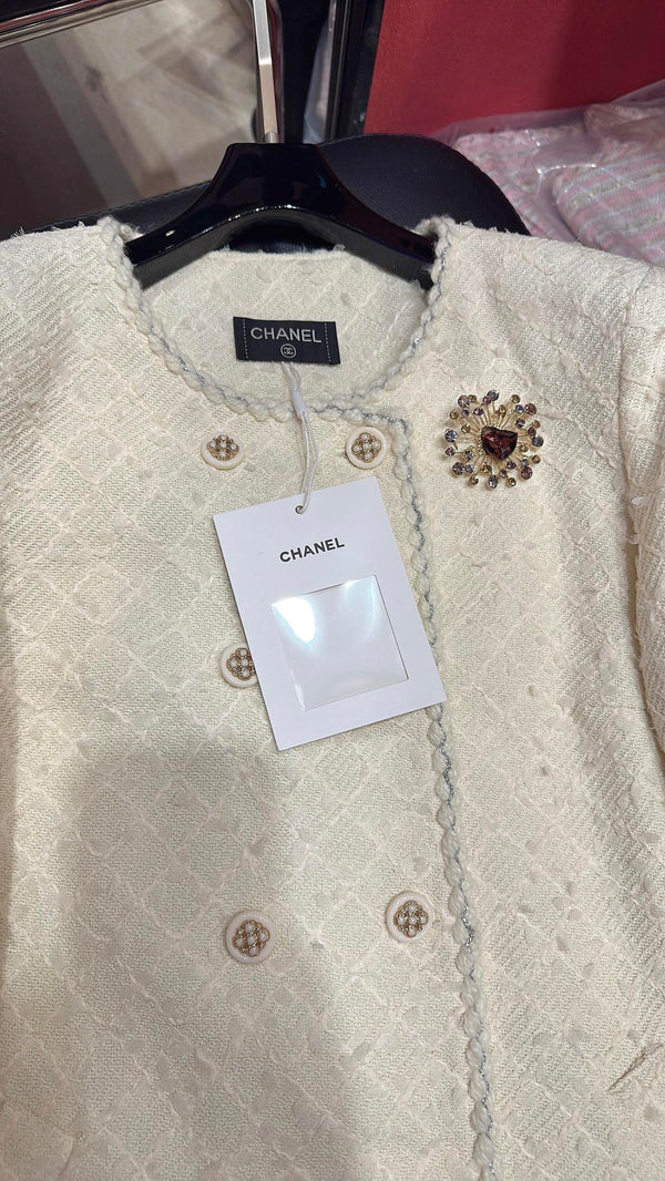 CC 25 Medium Length Coat White Cotton