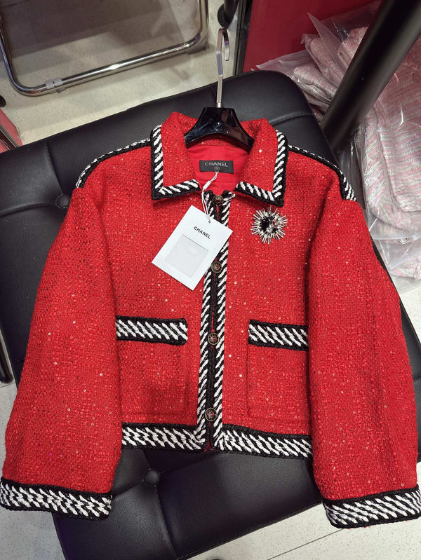 CC 25Ss Suit Jacket and Skirt Red Cotton