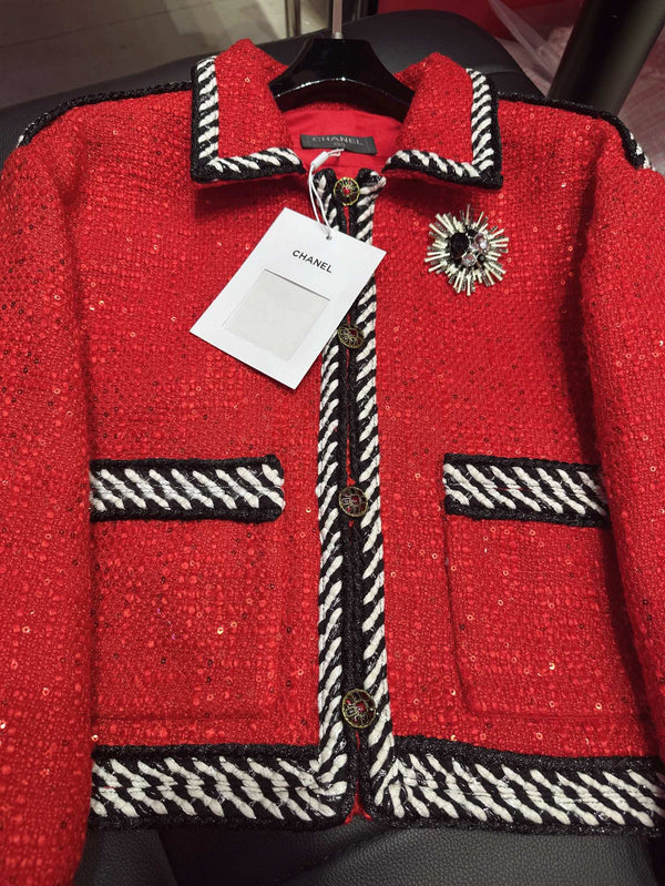 CC 25Ss Suit Jacket and Skirt Red Cotton