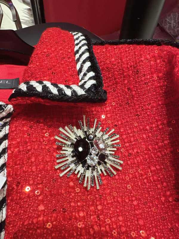 CC 25Ss Suit Jacket and Skirt Red Cotton