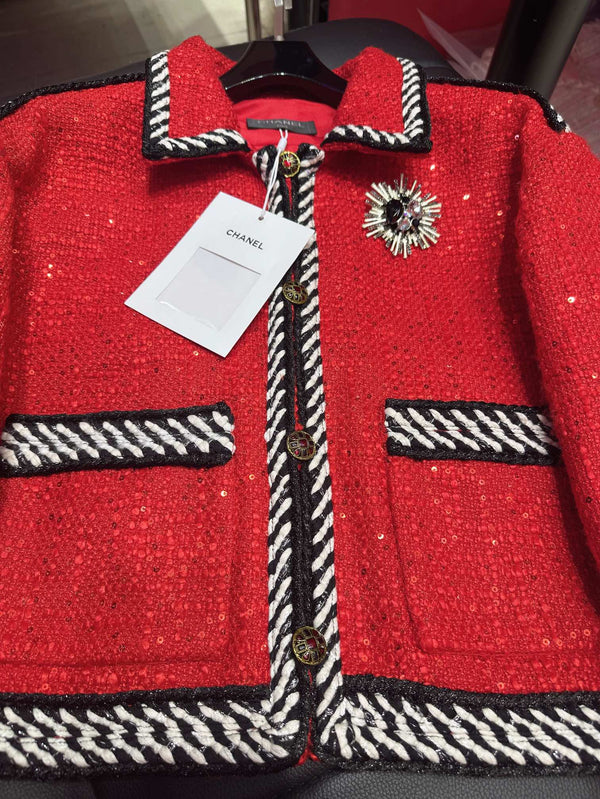 CC 25Ss Suit Jacket and Skirt Red Cotton