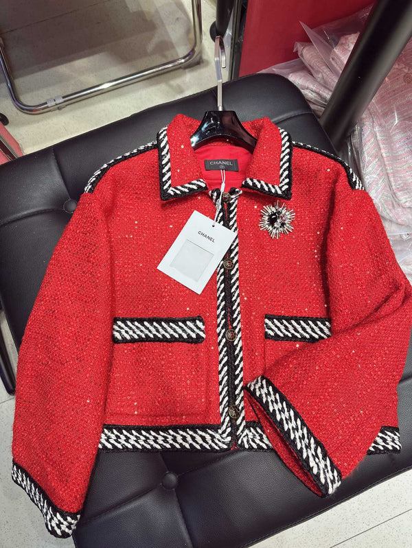 CC 25Ss Suit Jacket and Skirt Red Cotton