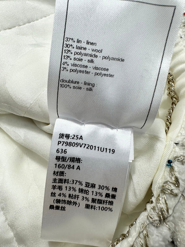 CC 25A Beaded Plaid Crop Tweed Jacket