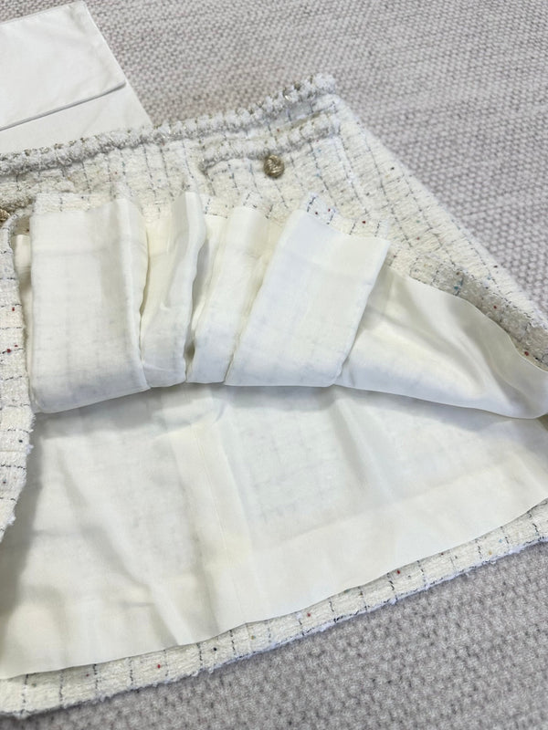 CC 25A Beaded Plaid Tweed Skirt