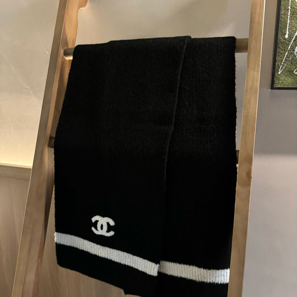 CC Knitted Long Scarf 170cm Black Cashmere 828767