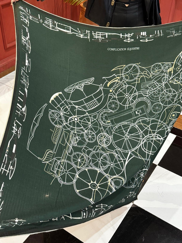 HM Double-Sided Square Scarf 140cm Dark Green Cashmere 828712